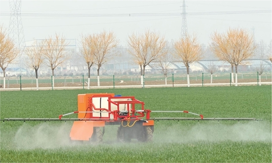 近日，在安驾庄镇洼里村无人智慧农场里，机器人正在进行田间作业。（记者 李培乐 通讯员 赵澈 报道）