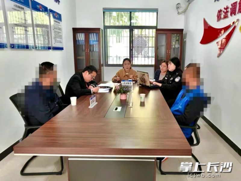 芙蓉区法院组织双方当事人进行调解。法院供图