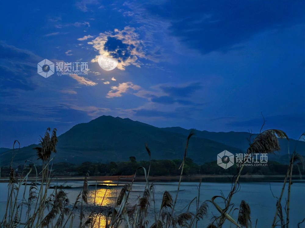 江西分宜：皓月映湖面 夜色漾清辉（图）