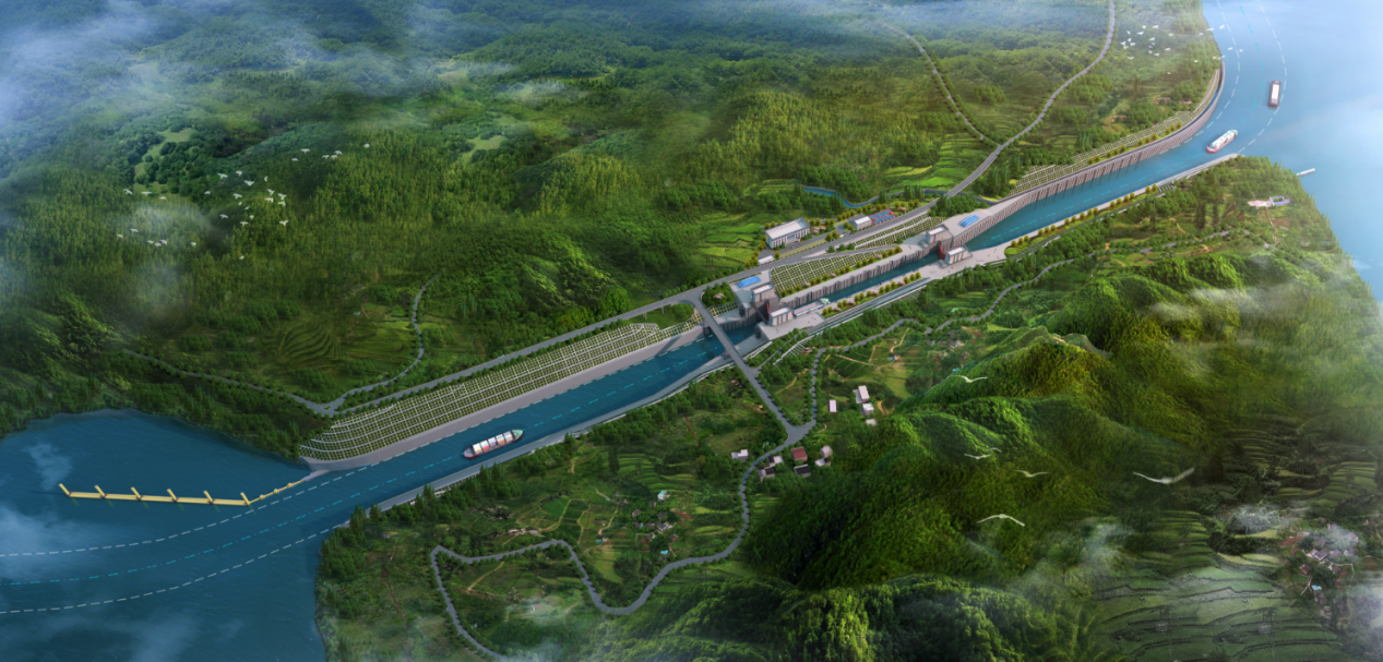 涪江安居电厂船闸扩能升级改造工程效果图