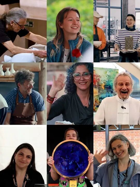 陶瓷集市上,来自世界各地的陶瓷艺术家九宫格拼图。新华社发 周毅博 摄