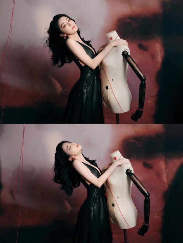 迪丽热巴侧颜好美。