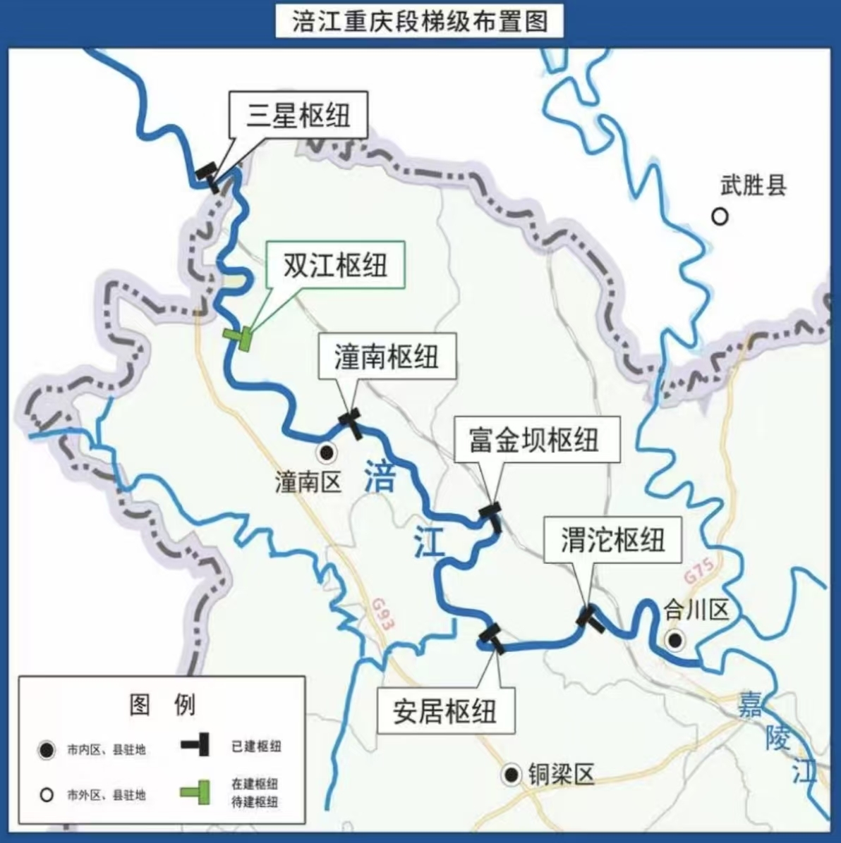 涪江重庆段梯级布置图