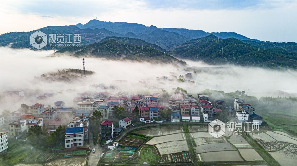 暴雨过后，吉水清晨天朗气清，经雨水冲刷后的景致洁净透亮，天地间澄澈如新，处处彰显着雨后的清新与生机，构成一幅雅致的清晨图景。