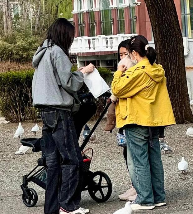 何穗带娃喂鸽场景温馨。