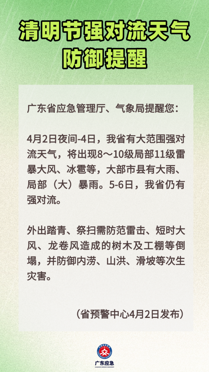 清明节强对流天气防御提醒