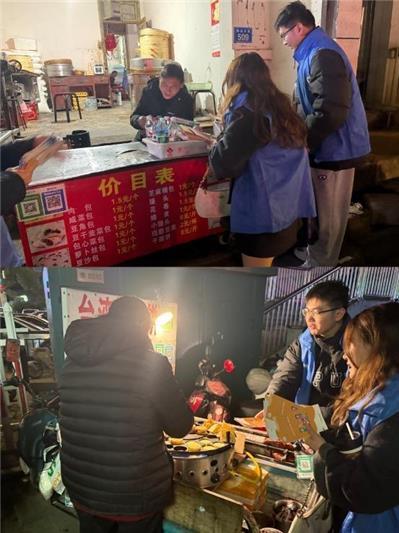 ◀ 市社保中心走进商铺街区，针对个体工商户与流动摊贩开展精准社保政策宣传。