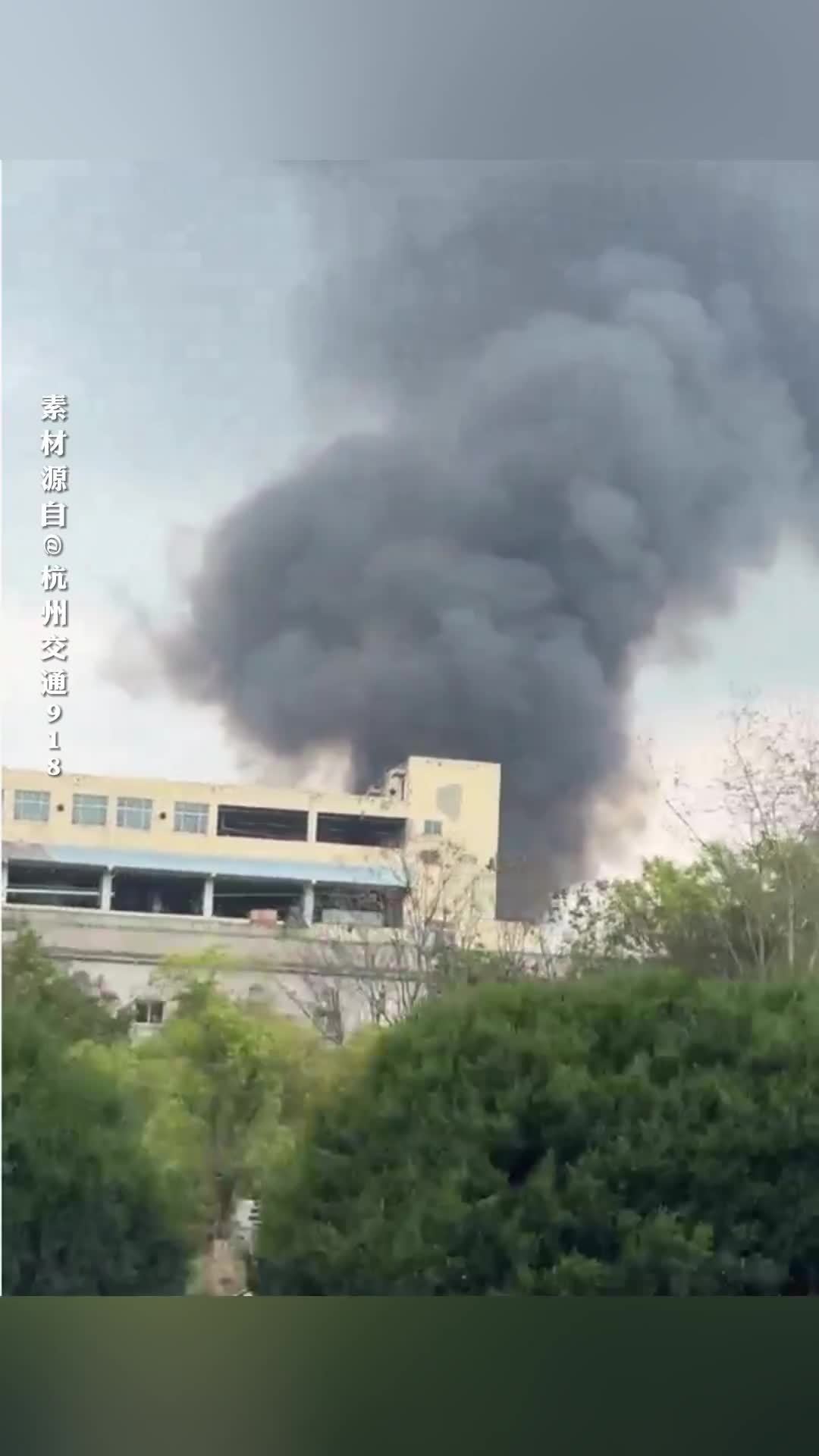 杭州一化纤厂厂房突发火灾，目击者称救援力量迅速抵达现场