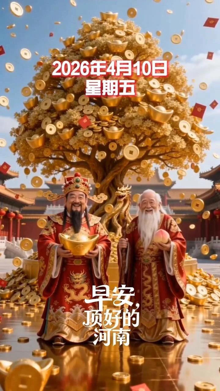 4月10日 星期五今天是2026年的第100天，送你一个“百分百”的祝愿百事顺心，百财聚来，百折不挠，百福齐开！早安！愿你的努力，百分百兑现！#早安顶好的河南