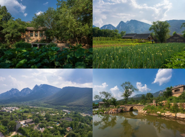 图为登封市玄天庙村的景观。拼版图片