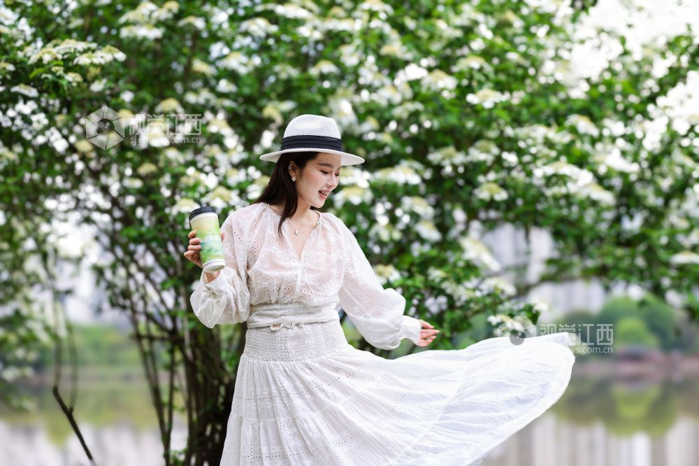 2026年4月5日，江西省吉安市生态公园一大片木绣球映入眼眶，它们一团团、一簇簇地绽放，宛如冰淇淋种在了枝头。