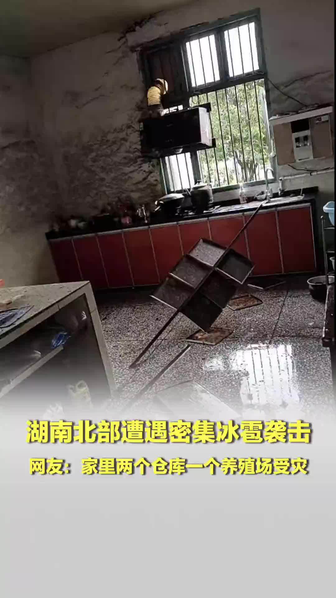 湖南北部遭遇密集冰雹和暴雨袭击；平江余女生：家里两个仓库一个养殖场受灾