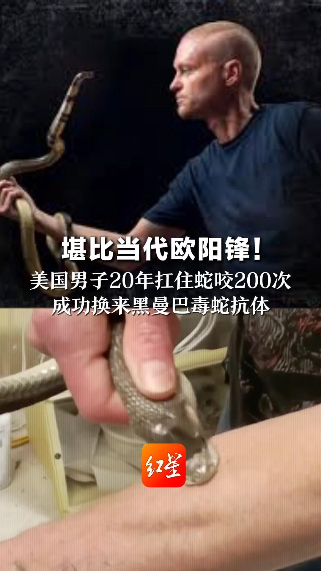 堪比当代欧阳锋！美国男子20年扛住蛇咬200次 成功换来黑曼巴毒蛇抗体 助力研发“超级解药”，或能解13种蛇毒