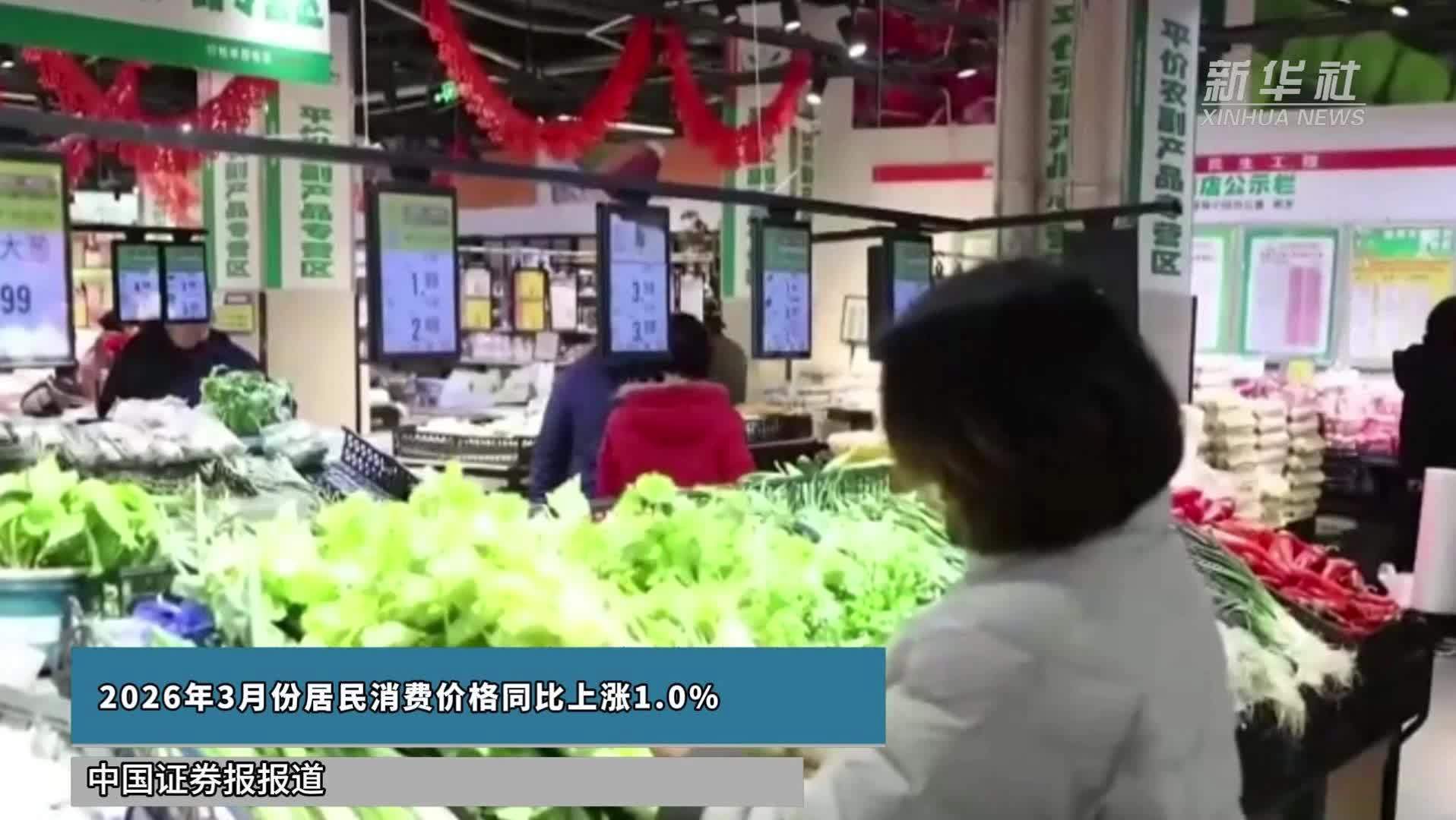 2026年3月份居民消费价格同比上涨1.0%