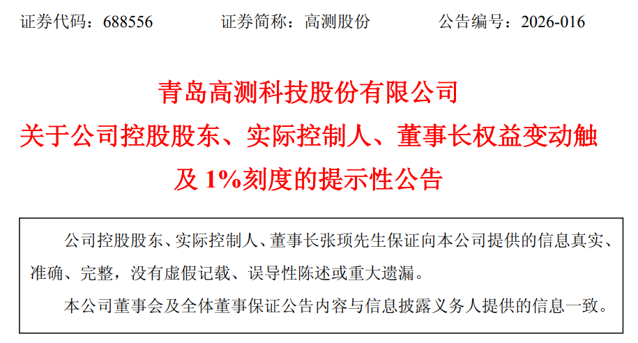 青岛高测股份：董事长张顼减持1.23%公司股份