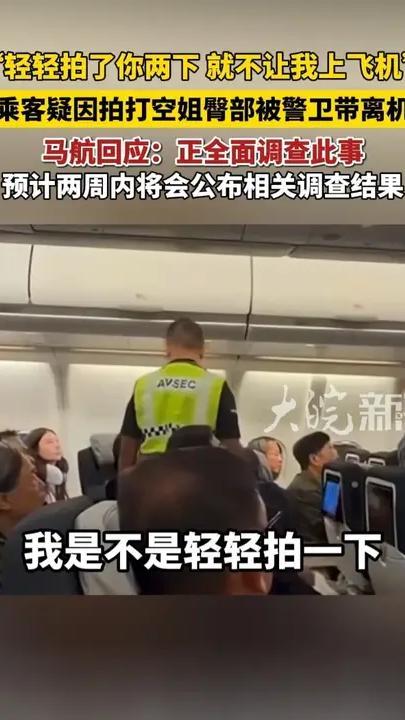 马航回应“男乘客疑因拍打空姐臀部被带离机舱”：正全面调查此事，预计两周内将会公布相关调查结果