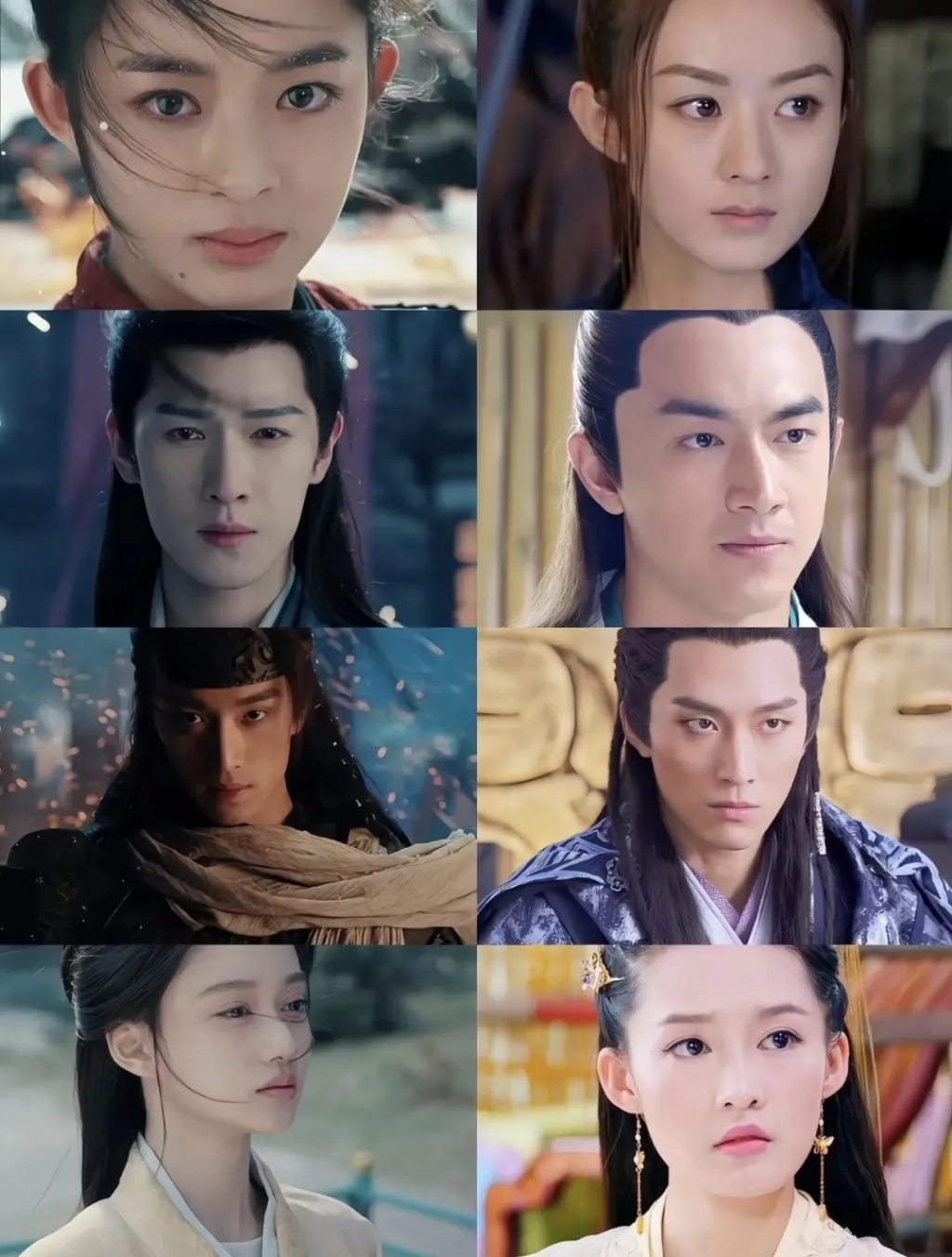 全员换角，左排为《冰湖重生》主演，右排为《楚乔传》主演。