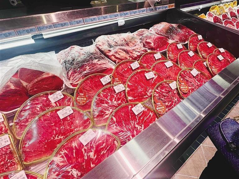 待销售的鲜切牛肉