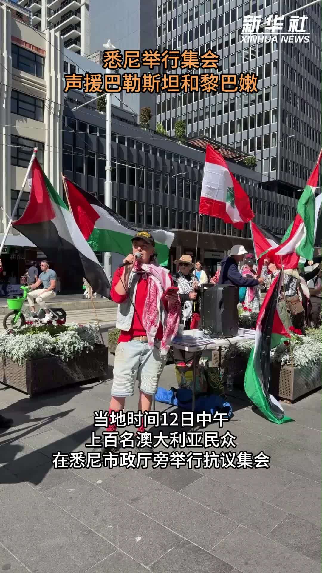 悉尼举行集会声援巴勒斯坦和黎巴嫩