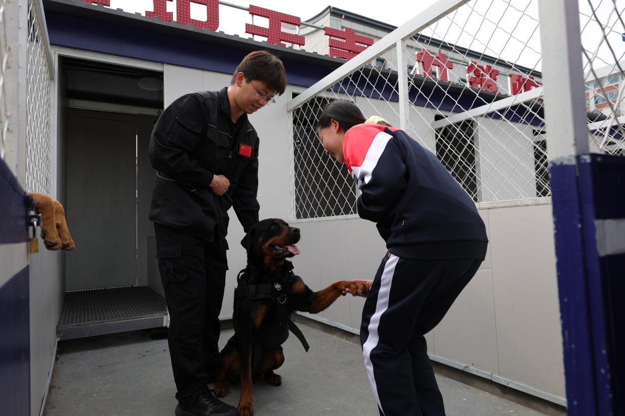 与警犬互动感受社会安全的背后付出