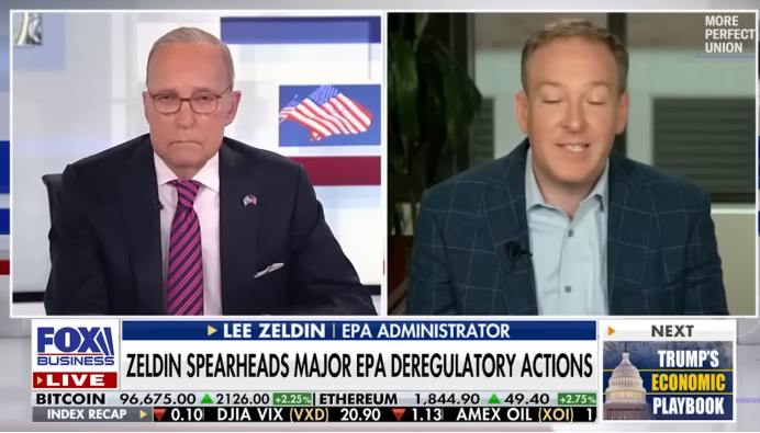 图注：当时的新闻画面，EPA的新任署长称，与马斯克的DOGE合作非常愉快。