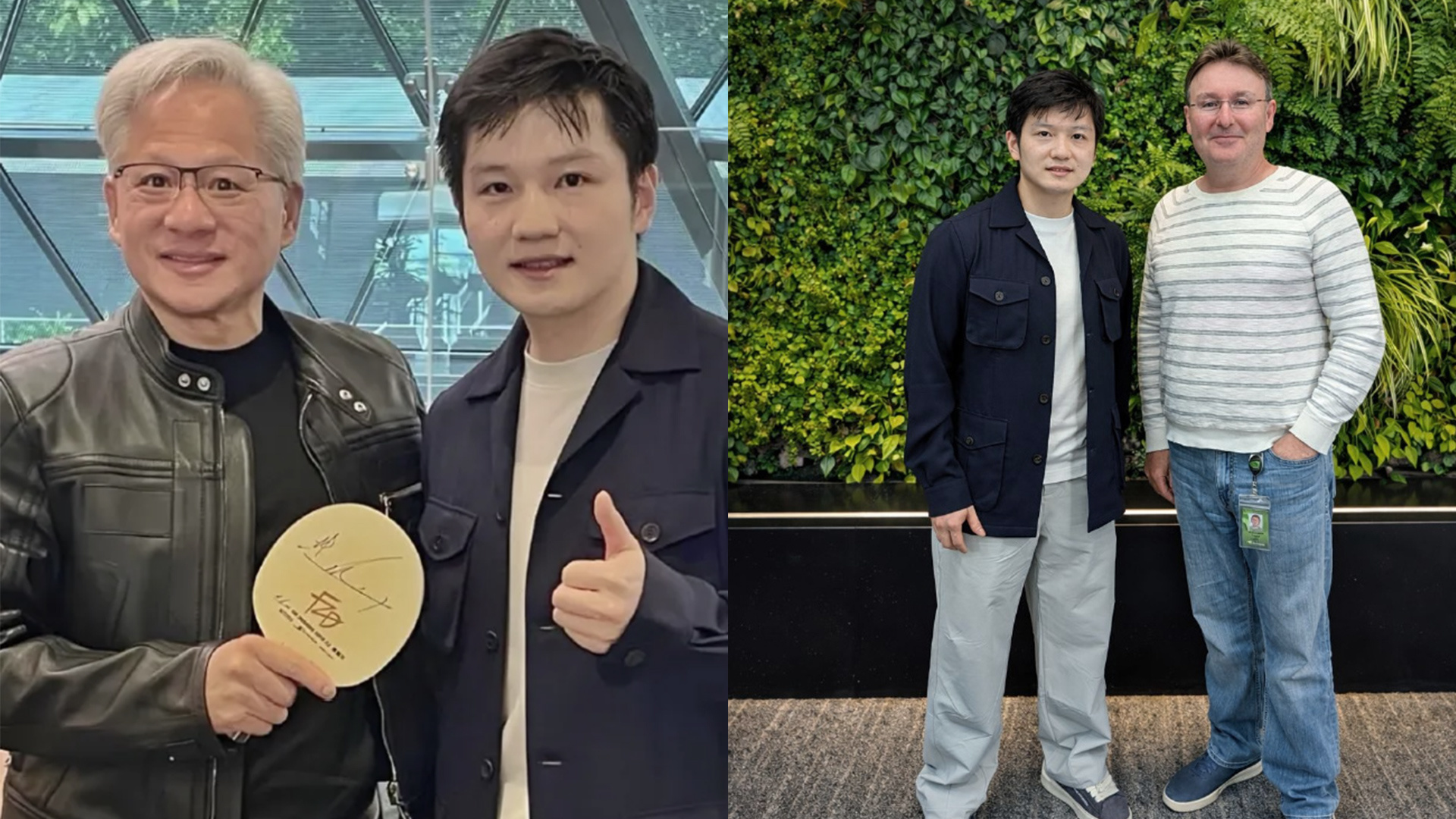 樊振东晒与黄仁勋合影，英伟达副总裁夸赞樊振东是“最伟大的乒乓球运动员之一”