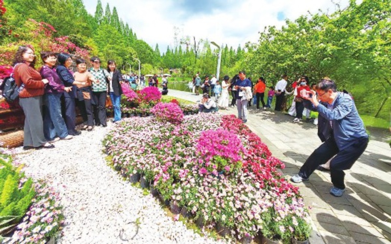 4月18日，游客在拍照留念。全媒体记者吴广城 摄