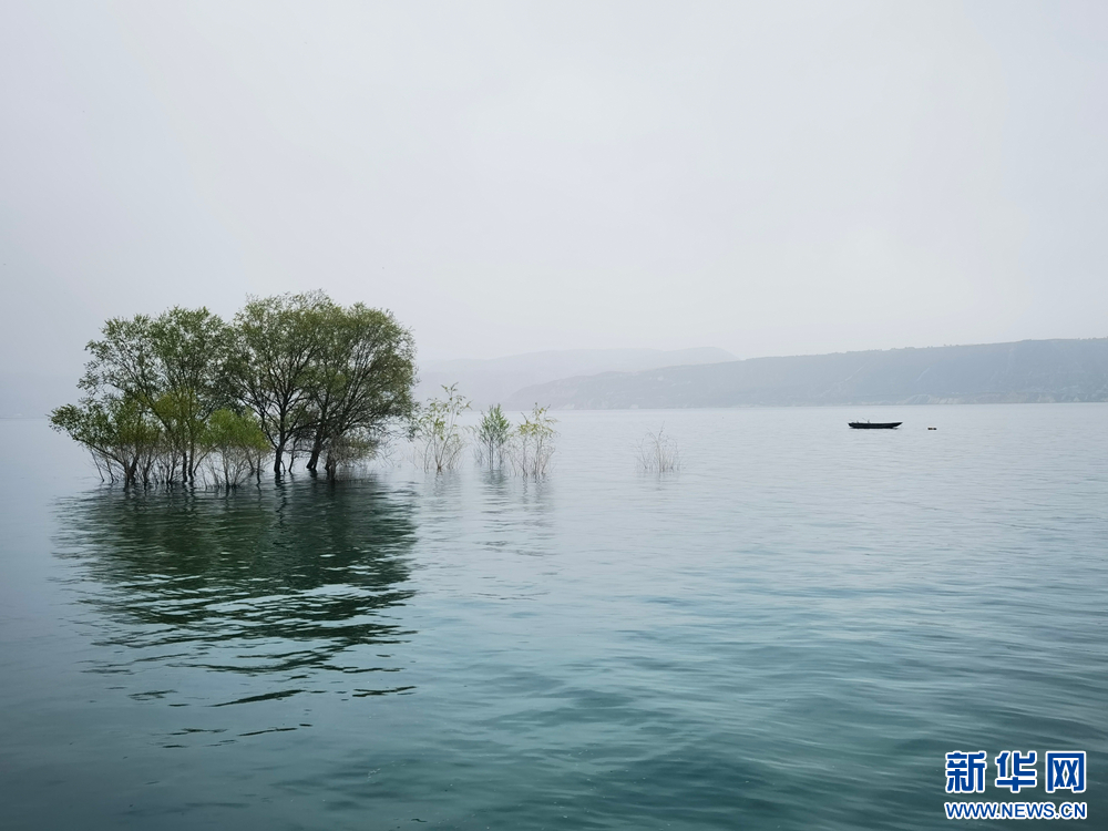 烟雨笼罩的魏家坡，恍如江南水墨间。新华网发（黄文新　摄）