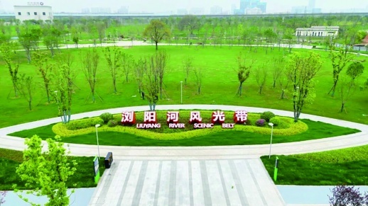 长沙自贸会展区敢胜垸浏阳河风光带（劳动东路—榨山港段）基本建设完成，一条集生态、休闲、运动于一体的滨水景观长廊亮相浏阳河畔。受访者供图