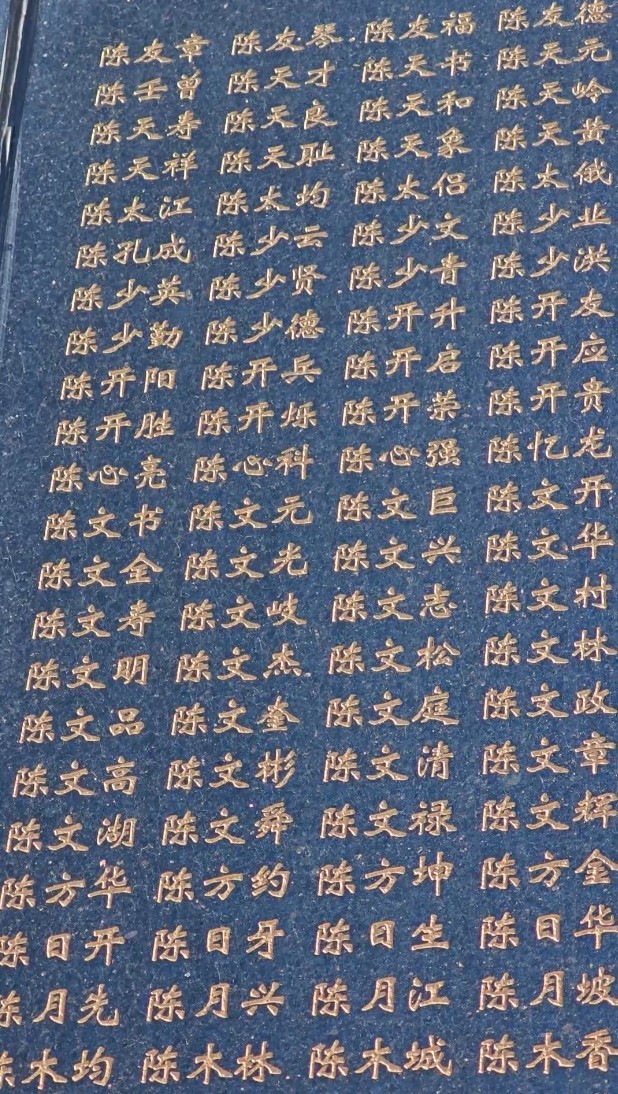 陈春富在陵园烈士英名墙上找到大伯陈文元的名字