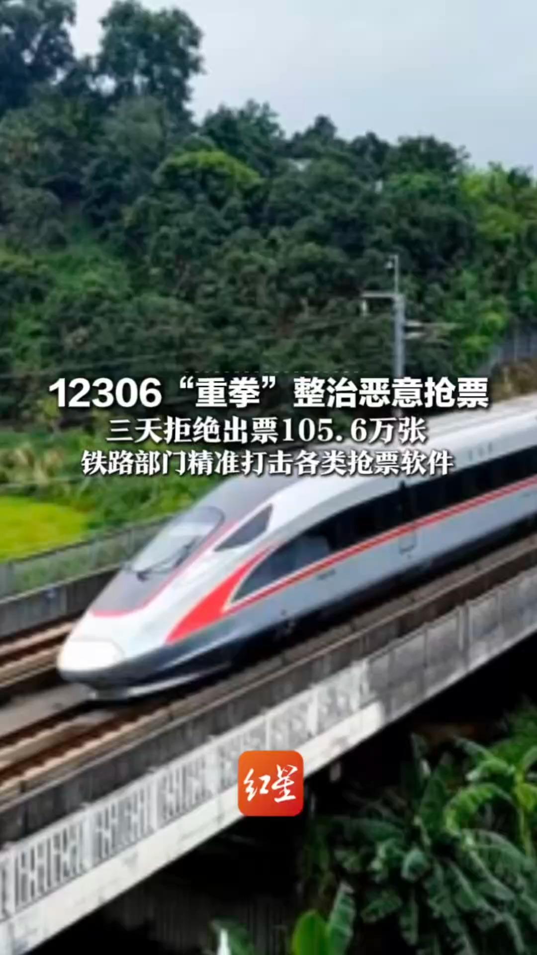 12306“重拳”整治恶意抢票 三天拒绝出票105.6万张 铁路部门精准打击各类抢票软件 “请务必使用12306官方平台购票”