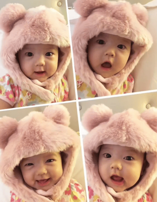 张梓琳晒出女儿小时候的照片。