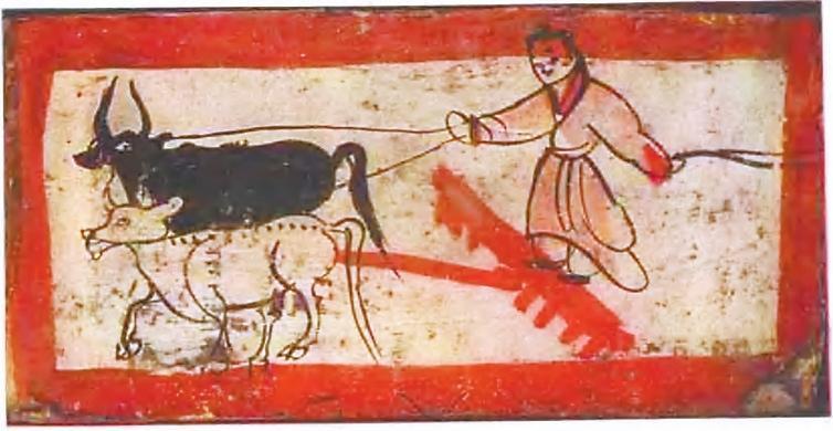 嘉峪关魏晋墓砖画　《耙地图》
