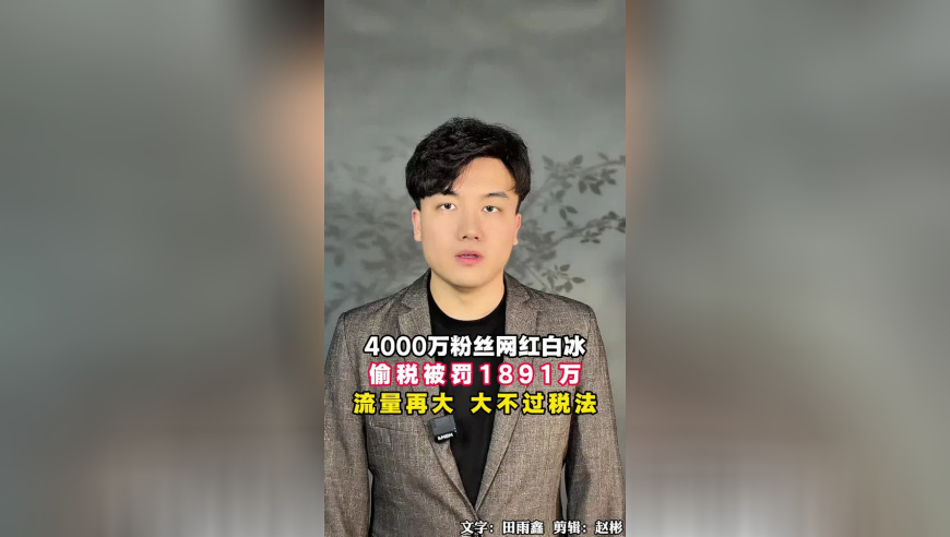4000万粉丝网红白冰偷税被罚1891万，流量再大人再红，也大不过税法