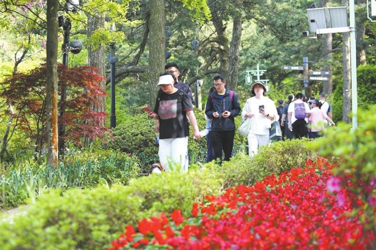 庐山花径春光盛 游人踏青赏芳菲（图）