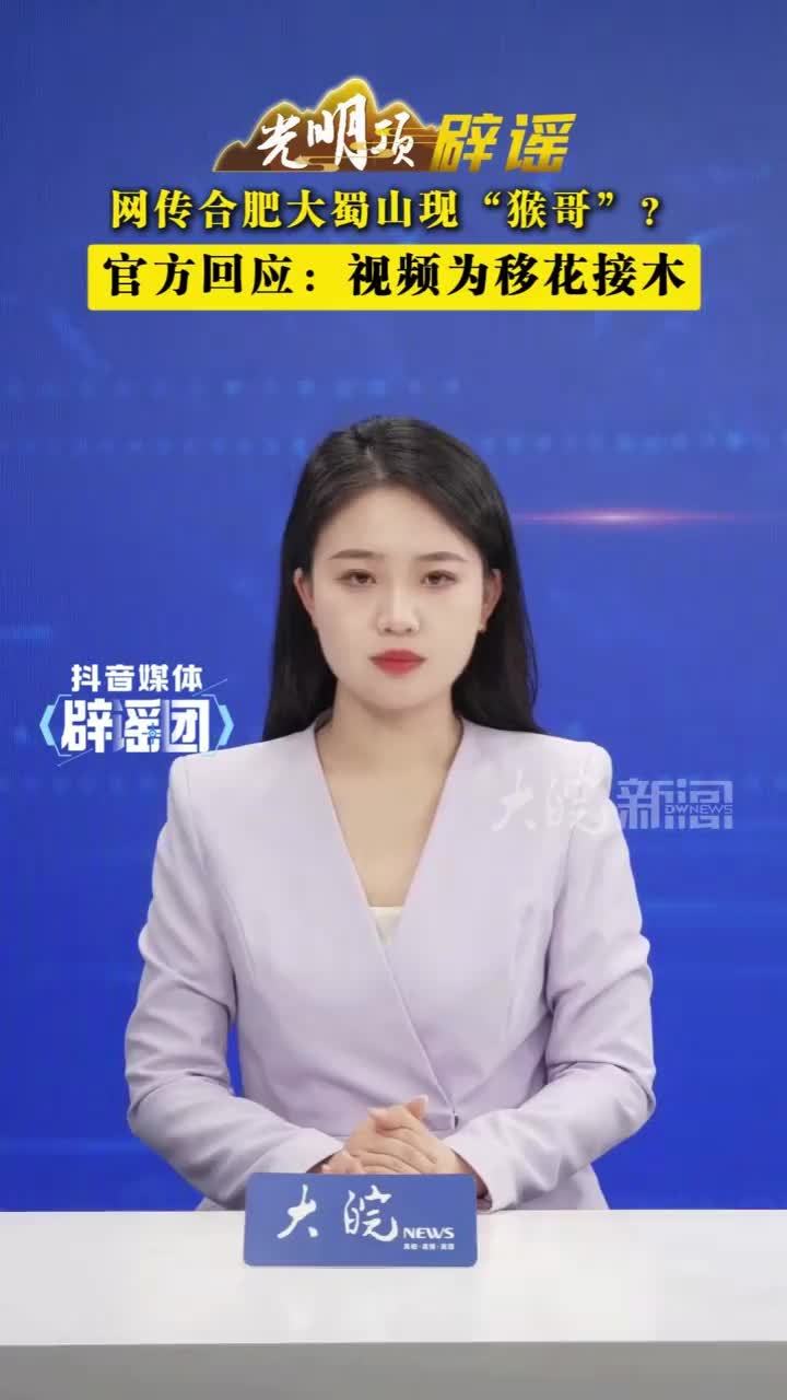 网传合肥大蜀山现“猴哥”？官方回应：视频为移花接木#媒体辟谣团 “大蜀山上有猴子了？”近日，有网民发视频称在合肥大蜀山国家森林公园看到三只猴子，引发热议。真相如何？4月29日，大皖新闻记者从合肥市蜀山