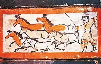 嘉峪关魏晋墓砖画　《牧马图》