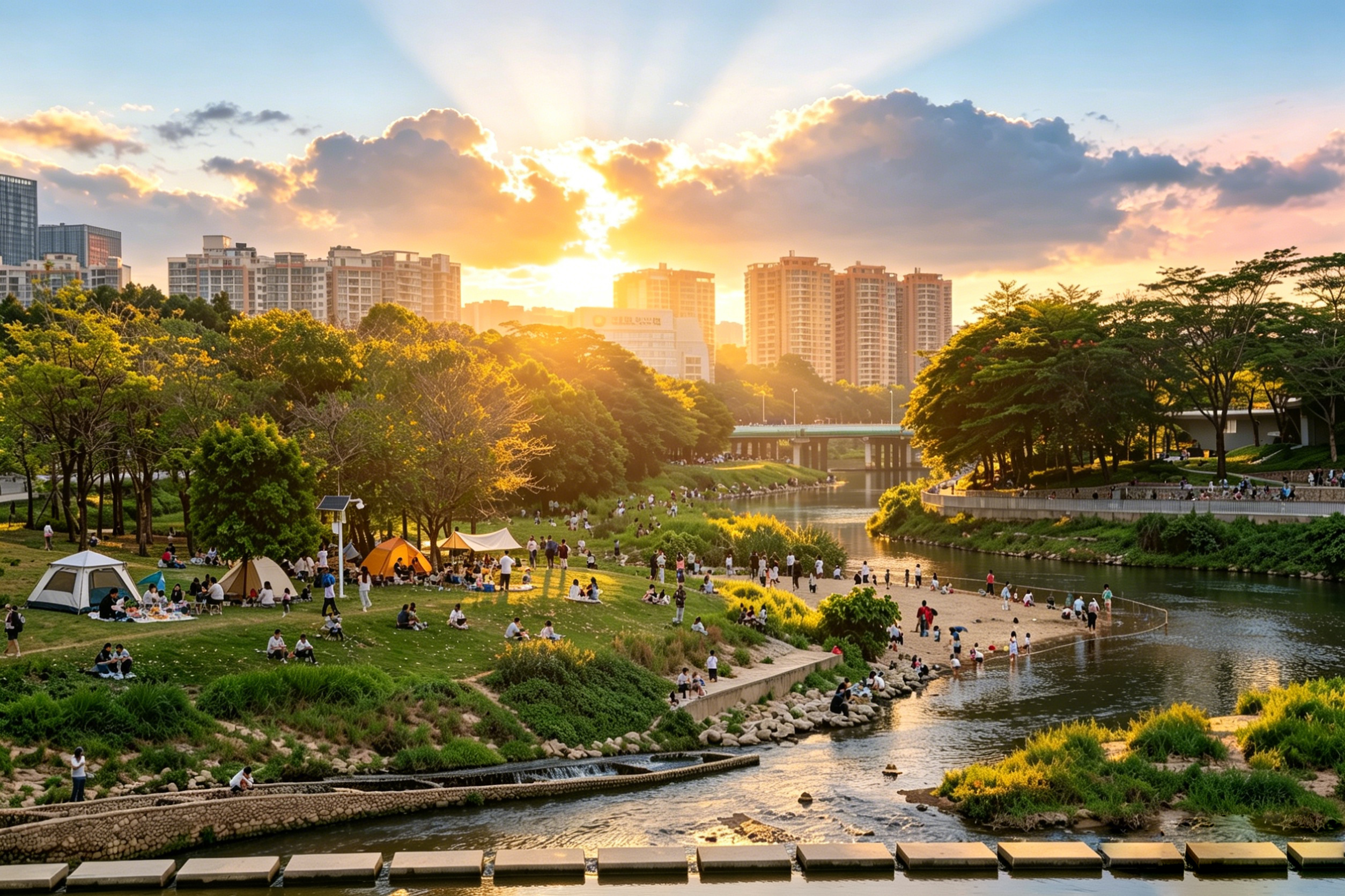 观澜河干流碧道正式建成，向市民开放，为龙华增添了一道兼具生态之美、人文之韵与休闲之乐的城市风景线。