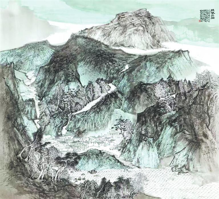 烟壑幽栖　（中国画）　陈黎