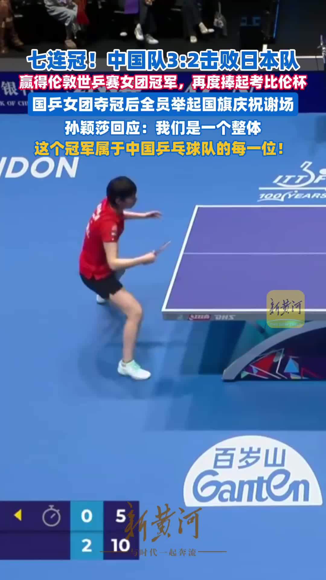 七连冠！中国队3:2击败日本队，赢得伦敦世乒赛女团冠军，考比伦杯再次属于中国