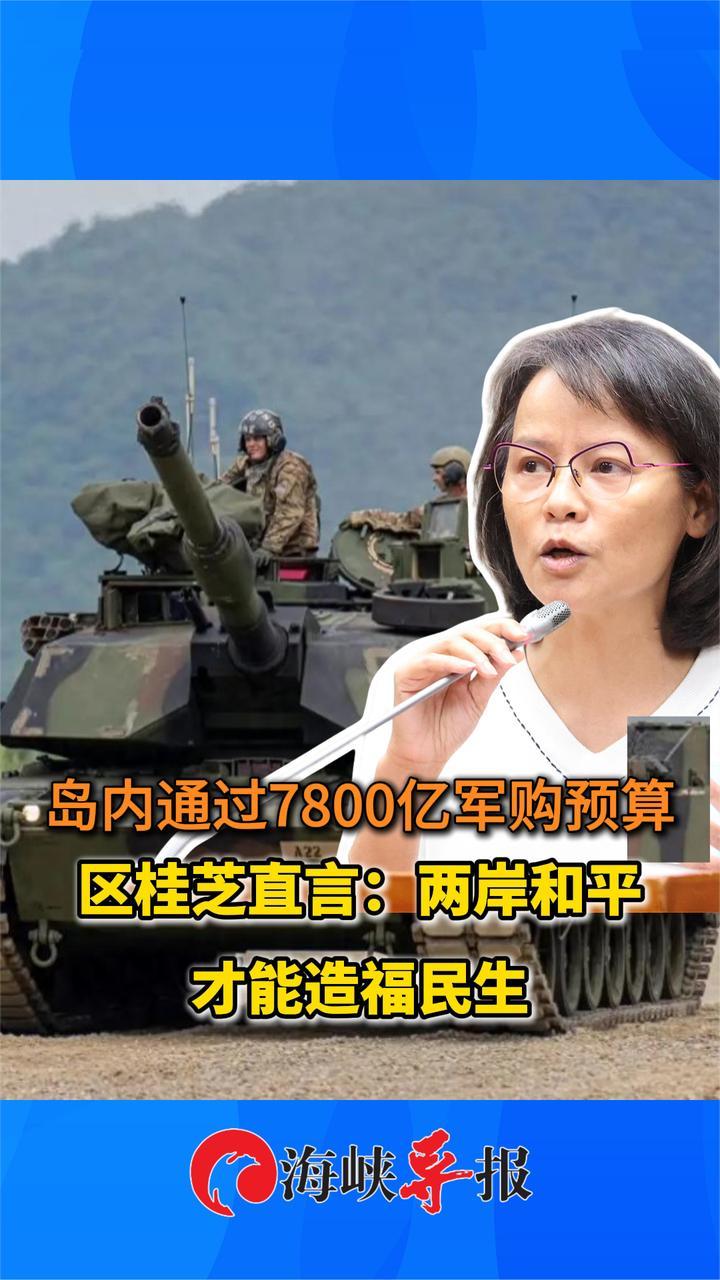 岛内通过7800亿新台币军购预算，区桂芝：两岸和平才能造福民生