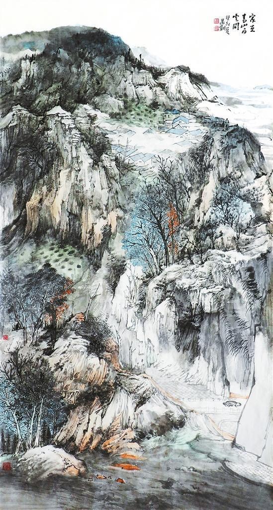 家在青山白云间　（中国画）　武逸翾