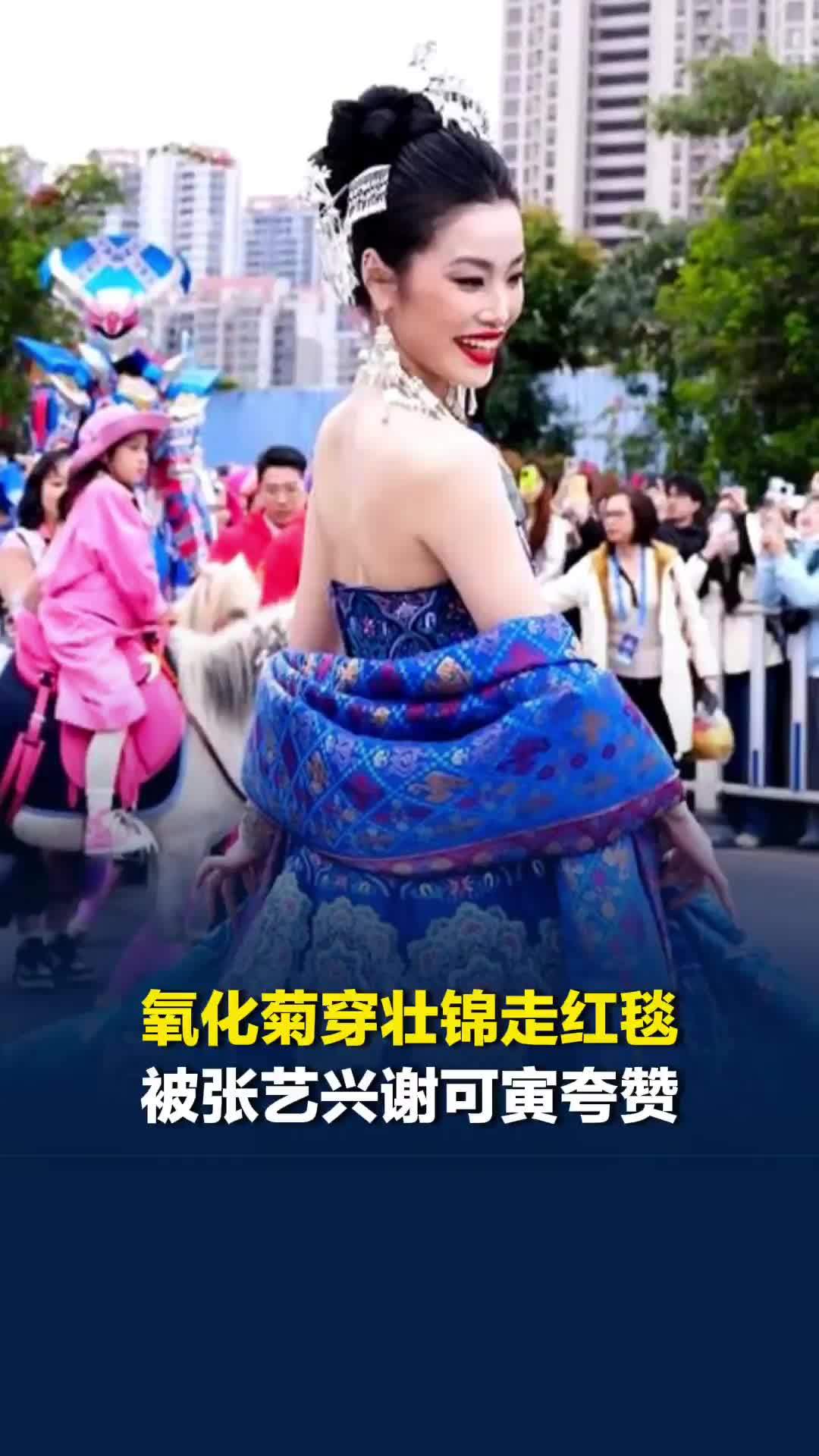 网红氧化菊穿壮锦走戛纳红毯，张艺兴谢可寅为其点赞