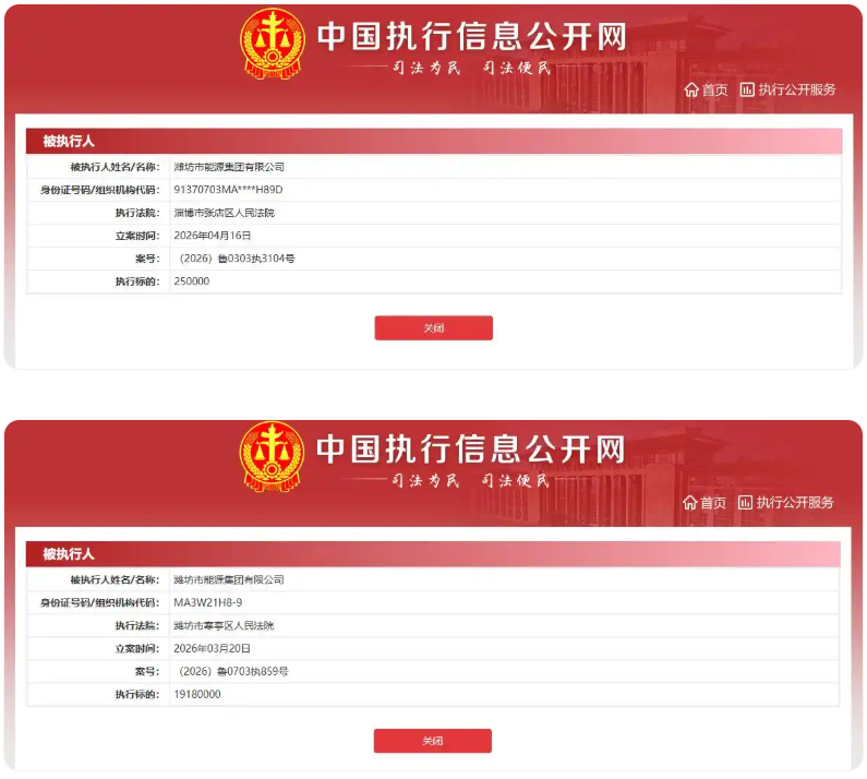年内两度被执行，票据逾期超4400万元：注册资本9亿的潍坊市能源集团怎么了？