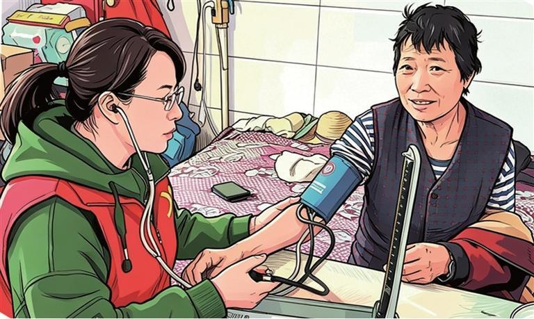 给村民测量血压