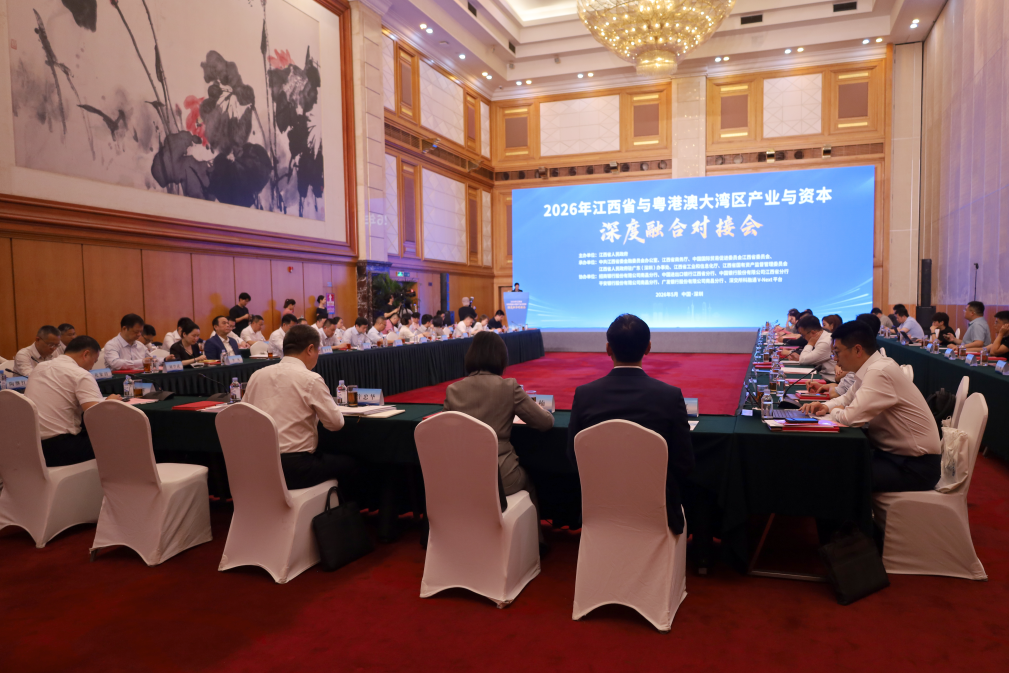 2026年江西省与粤港澳大湾区产业与资本深度融合对接会活动现场。新华网 唐子兰 摄