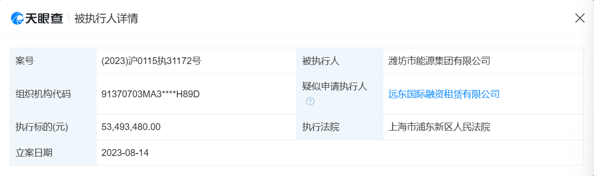 年内两度被执行，票据逾期超4400万元：注册资本9亿的潍坊市能源集团怎么了？