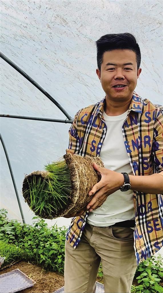 张彤帮助农户运秧苗