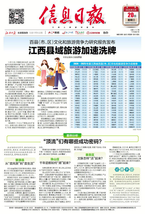 江西省百县（市、区）文化和旅游竞争力研究报告发布 释放什么信号？