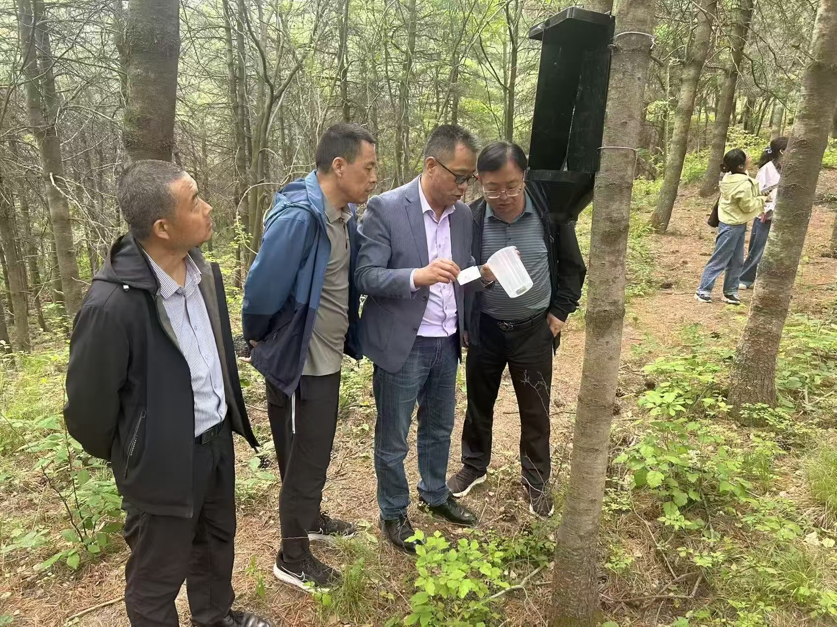 图为林长和专业技术人员进行森林病虫害防治.jpg